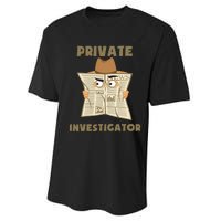 Private Investigator Spying Through Newspaper Secret Eye Performance Sprint T-Shirt