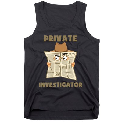 Private Investigator Spying Through Newspaper Secret Eye Tank Top