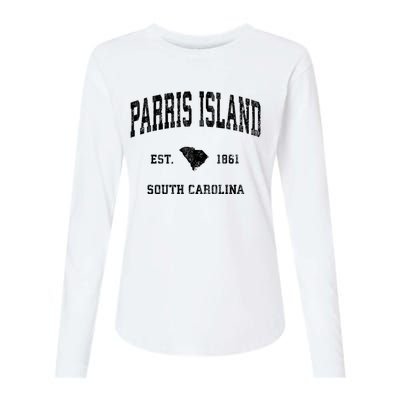 Parris Island South Carolina Sc Vintage Established Athletic Sports Womens Cotton Relaxed Long Sleeve T-Shirt