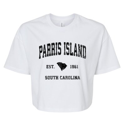 Parris Island South Carolina Sc Vintage Established Athletic Sports Bella+Canvas Jersey Crop Tee