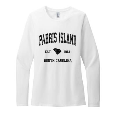 Parris Island South Carolina Sc Vintage Established Athletic Sports Womens CVC Long Sleeve Shirt