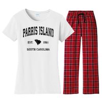 Parris Island South Carolina Sc Vintage Established Athletic Sports Women's Flannel Pajama Set