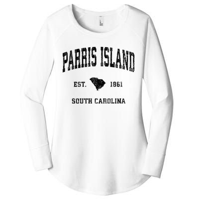 Parris Island South Carolina Sc Vintage Established Athletic Sports Women's Perfect Tri Tunic Long Sleeve Shirt