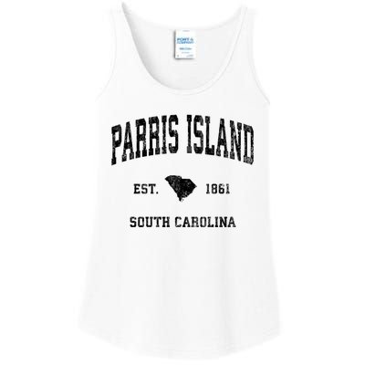 Parris Island South Carolina Sc Vintage Established Athletic Sports Ladies Essential Tank