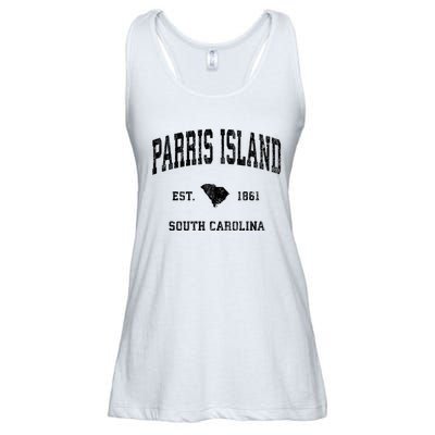 Parris Island South Carolina Sc Vintage Established Athletic Sports Ladies Essential Flowy Tank