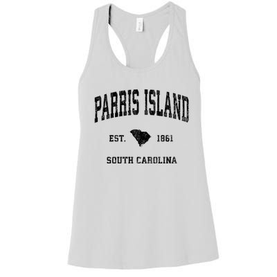 Parris Island South Carolina Sc Vintage Established Athletic Sports Women's Racerback Tank