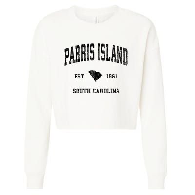 Parris Island South Carolina Sc Vintage Established Athletic Sports Cropped Pullover Crew