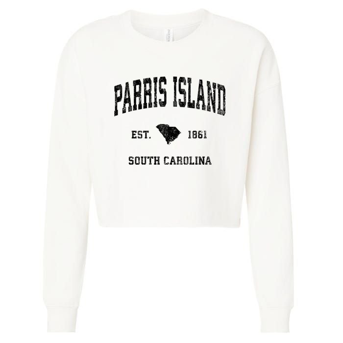 Parris Island South Carolina Sc Vintage Established Athletic Sports Cropped Pullover Crew