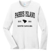 Parris Island South Carolina Sc Vintage Established Athletic Sports Ladies Long Sleeve Shirt