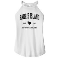 Parris Island South Carolina Sc Vintage Established Athletic Sports Women's Perfect Tri Rocker Tank