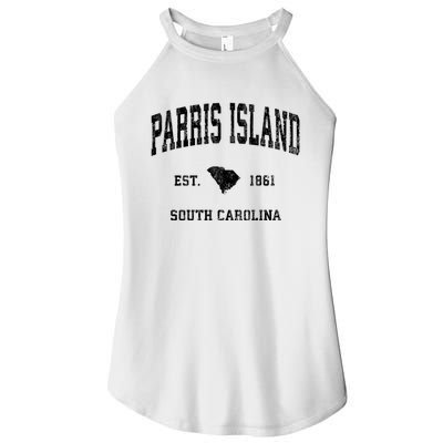 Parris Island South Carolina Sc Vintage Established Athletic Sports Women's Perfect Tri Rocker Tank