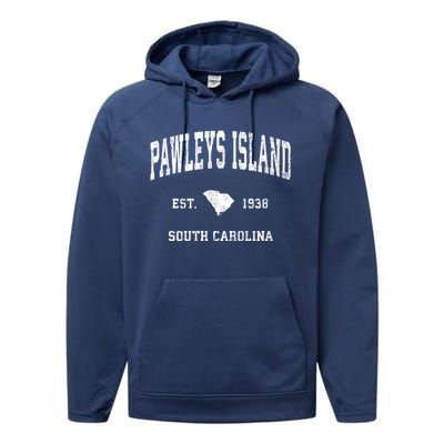 Pawleys Island South Carolina Sc Vintage Established Athletic Sports Performance Fleece Hoodie