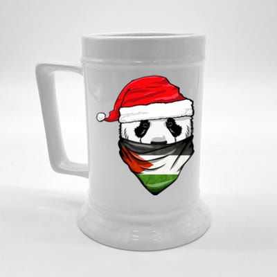 Panda In SantaS Hat And Palestine Flag Bandana Christmas Gift Beer Stein