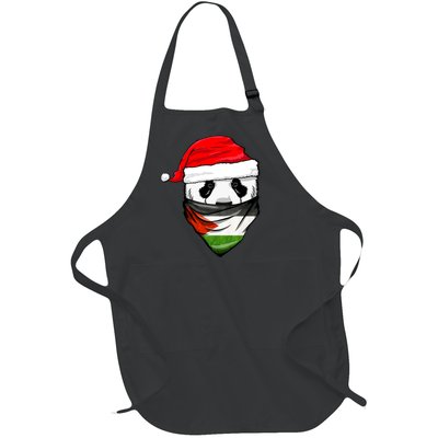 Panda In SantaS Hat And Palestine Flag Bandana Christmas Full-Length Apron With Pockets