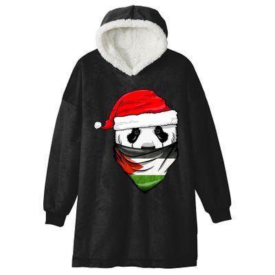 Panda In SantaS Hat And Palestine Flag Bandana Christmas Hooded Wearable Blanket