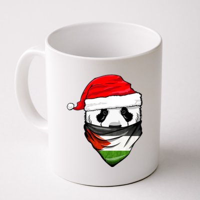 Panda In SantaS Hat And Palestine Flag Bandana Christmas Coffee Mug