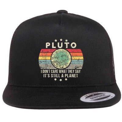 Pluto Is Still A Planet Retro Style Funny Science Flat Bill Trucker Hat