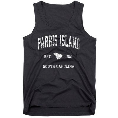 Parris Island South Carolina SC Vintage Athletic Sports Desi Tank Top