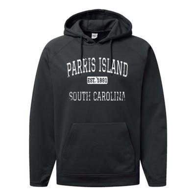 Parris Island South Carolina SC Vintage Performance Fleece Hoodie