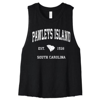 Pawleys Island South Carolina Sc Vintage Athletic Sports Women's Racerback Cropped Tank