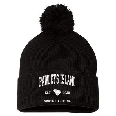 Pawleys Island South Carolina Sc Vintage Athletic Sports Pom Pom 12in Knit Beanie