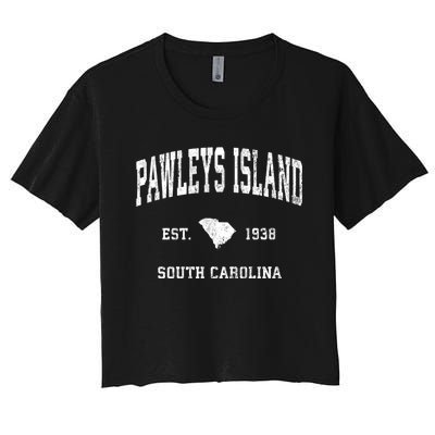 Pawleys Island South Carolina Sc Vintage Athletic Sports Women's Crop Top Tee