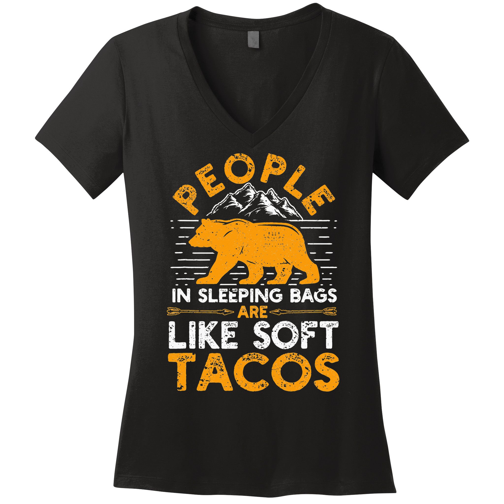 People In Sleeping Bags Are Like Soft Tacos Mexican Camping Women's V-Neck T-Shirt