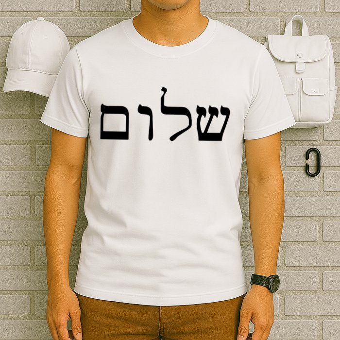 Peace Israeli Style Shalom Hebrew Calligraphy Shabbat Shalom T-Shirt