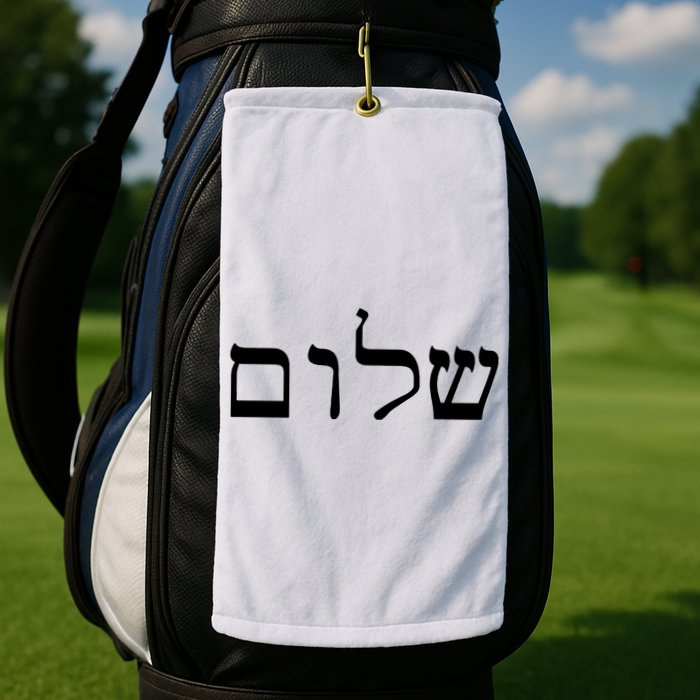 Peace Israeli Style Shalom Hebrew Calligraphy Shabbat Shalom Golf Towel