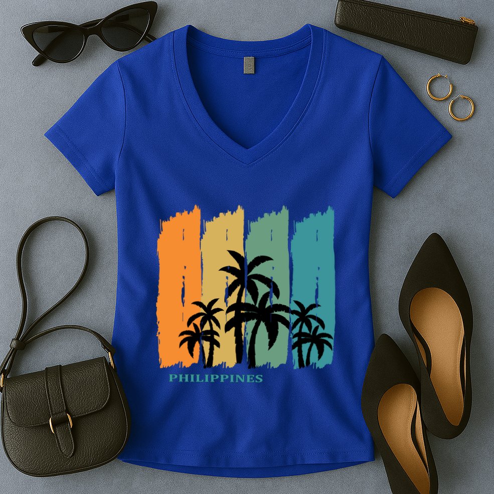 Palms Island Southeast Asia Sun Souvenir Palawan Gift Women's V-Neck T-Shirt