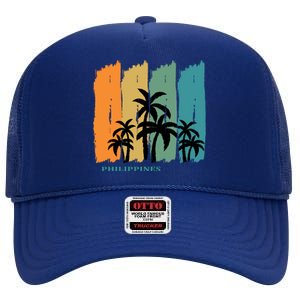 Palms Island Southeast Asia Sun Souvenir Palawan Gift High Crown Mesh Back Trucker Hat