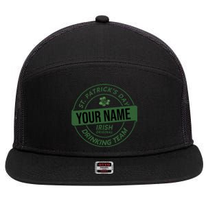 Personalized Irish Shirt Drinking Team 7 Panel Mesh Trucker Snapback Hat