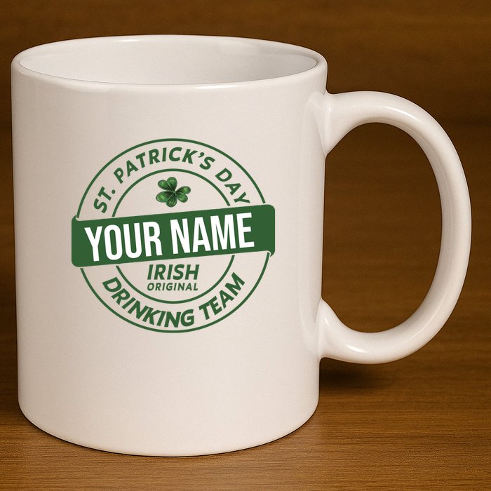 Personalized Irish Shirt Drinking Team 11oz C Handle Ceramic Mug