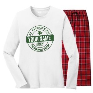 Personalized Irish Shirt Drinking Team Women's Long Sleeve Flannel Pajama Set 