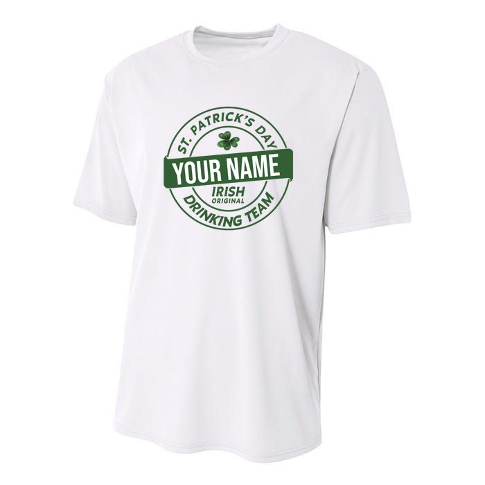 Personalized Irish Shirt Drinking Team Youth Performance Sprint T-Shirt