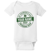 Personalized Irish Shirt Drinking Team Baby Bodysuit