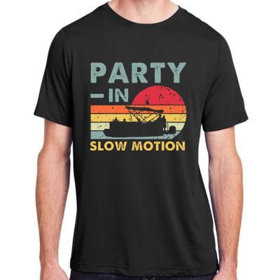 Party In Slow Motion Pontoon Boat Retro Vintage Funny Adult ChromaSoft Performance T-Shirt