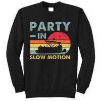 Party In Slow Motion Pontoon Boat Retro Vintage Funny Tall Sweatshirt