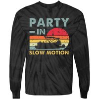 Party In Slow Motion Pontoon Boat Retro Vintage Funny Tie-Dye Long Sleeve Shirt