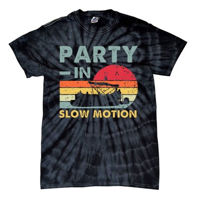 Party In Slow Motion Pontoon Boat Retro Vintage Funny Tie-Dye T-Shirt