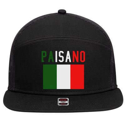 Paisano Italian Slang, Funny Italian Sayings Gift 7 Panel Mesh Trucker Snapback Hat