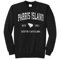 Parris Island South Carolina Sc Vintage Athletic Sports Desi Tall Sweatshirt