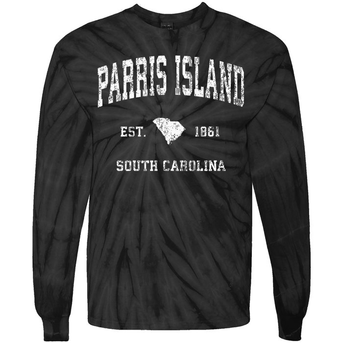 Parris Island South Carolina Sc Vintage Athletic Sports Desi Tie-Dye Long Sleeve Shirt