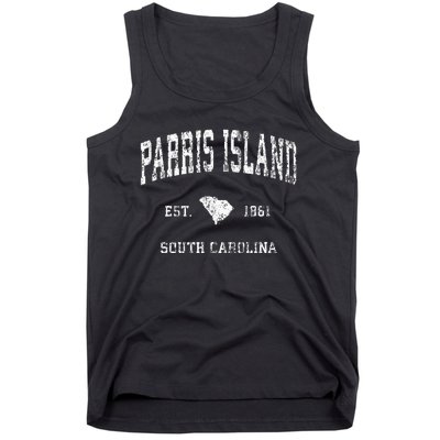 Parris Island South Carolina Sc Vintage Athletic Sports Desi Tank Top