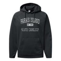 Parris Island South Carolina SC Vintage Performance Fleece Hoodie