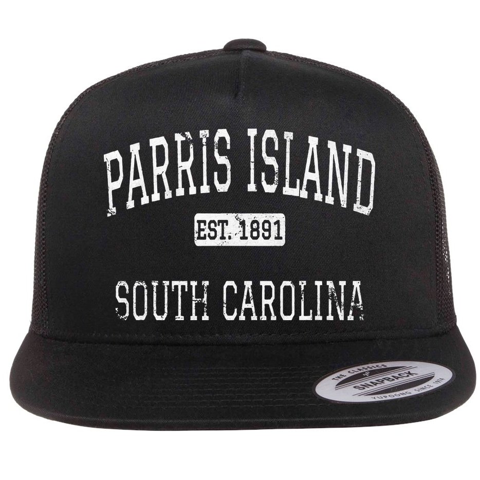 Parris Island South Carolina SC Vintage Flat Bill Trucker Hat