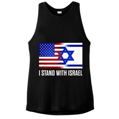 Pro Israel Supporter I Stand With Israel Patriotic USA Flag Ladies PosiCharge Tri-Blend Wicking Tank