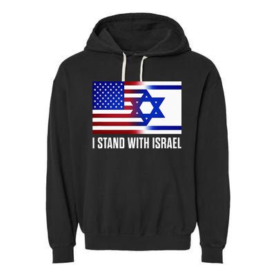 Pro Israel Supporter I Stand With Israel Patriotic USA Flag Garment-Dyed Fleece Hoodie