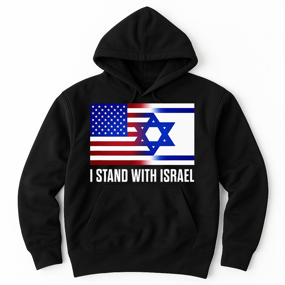 Pro Israel Supporter I Stand With Israel Patriotic USA Flag Hoodie