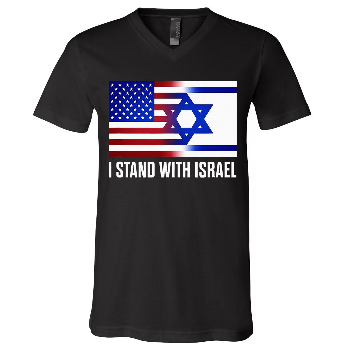 Pro Israel Supporter I Stand With Israel Patriotic USA Flag V-Neck T-Shirt